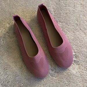 Light Rose Mesh Ballet Flats/Slippers  SZ 42 Hearts Airy weave